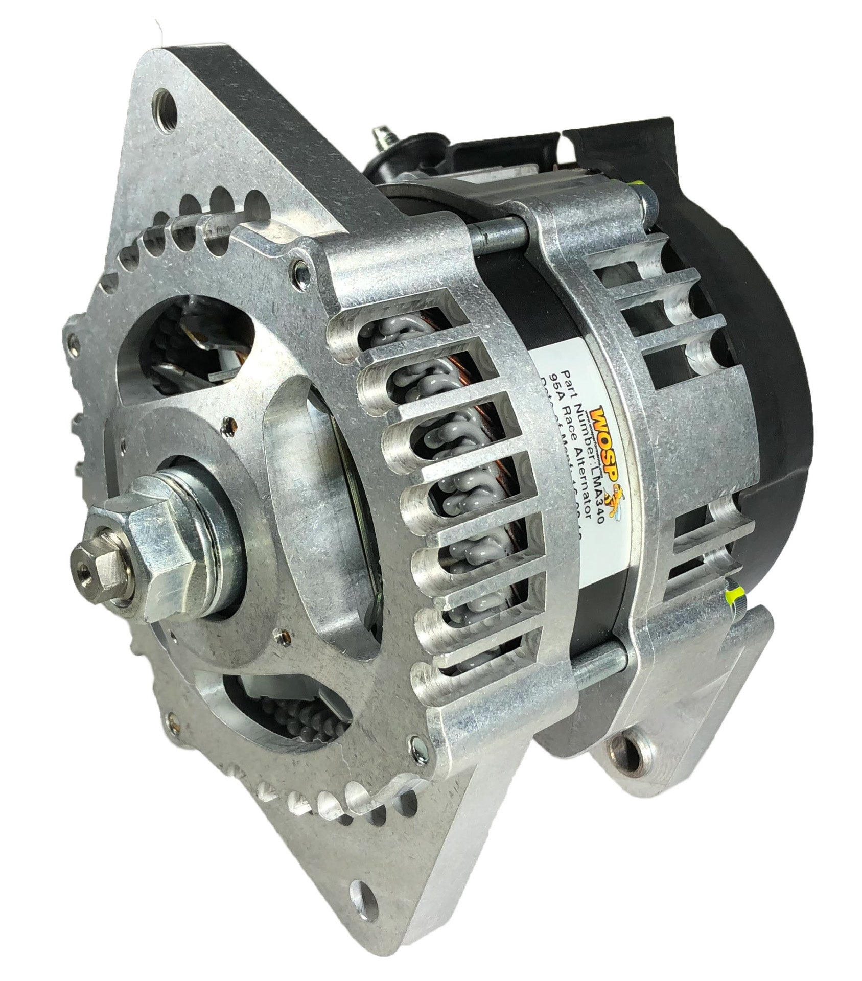 WOSPerformance 95A (180°) Universal 3-Lug Billet case Race Alternator (67mm footprint)