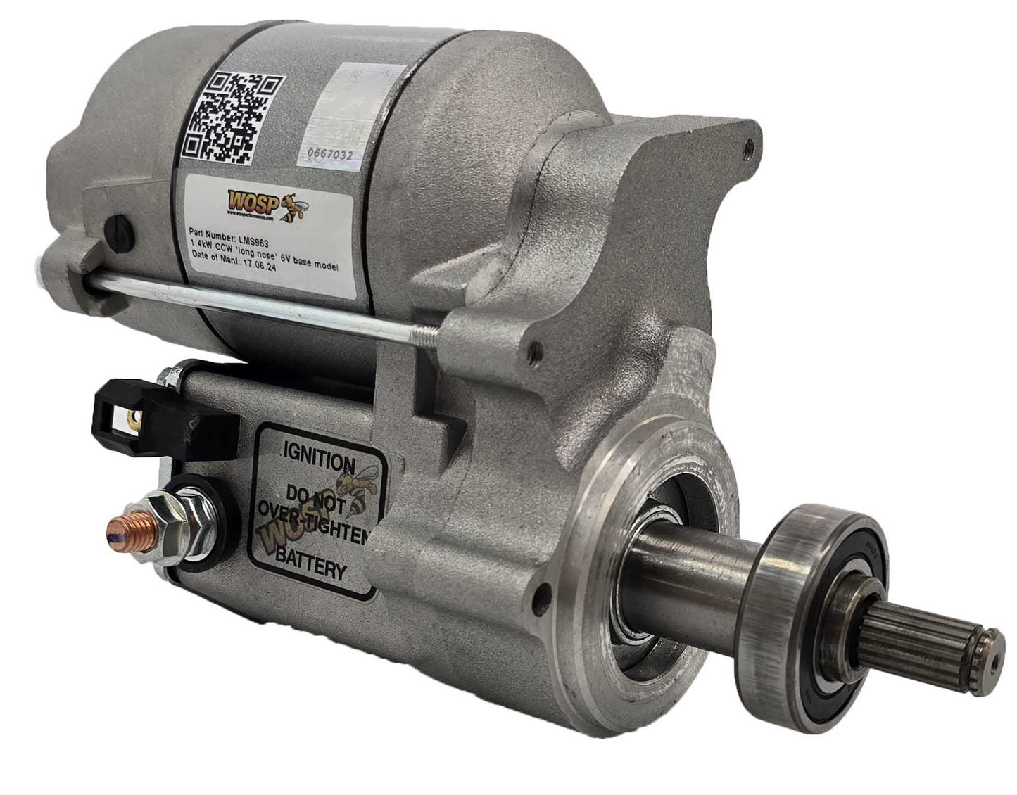 WOSPerformance 1.4kW long drive counterclockwise base model 6V high torque starter motor